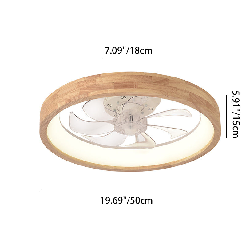 Ceiling Fan with Light 20 Inch Low Profile LED Fan Light Wood Finish Flush Mount for Bedroom Living Room Japanese Style Reversible Blades | Thomler