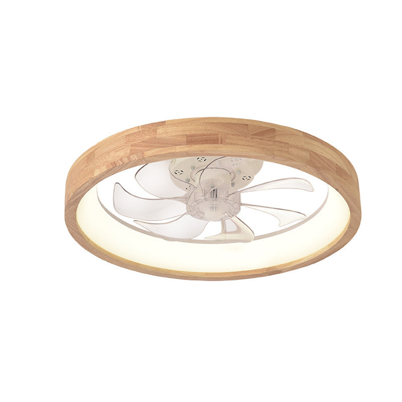 Ceiling Fan with Light 20 Inch Low Profile LED Fan Light Wood Finish Flush Mount for Bedroom Living Room Japanese Style Reversible Blades | Thomler