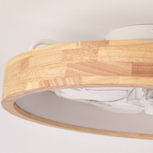 Ceiling Fan with Light 20 Inch Low Profile LED Fan Light Wood Finish Flush Mount for Bedroom Living Room Japanese Style Reversible Blades | Thomler