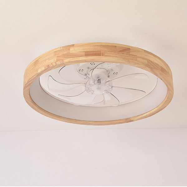 Ceiling Fan with Light 20 Inch Low Profile LED Fan Light Wood Finish Flush Mount for Bedroom Living Room Japanese Style Reversible Blades | Thomler