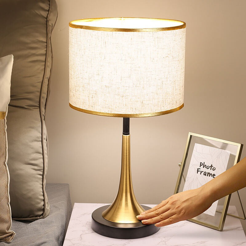 Retro Accent Lamp with Cloth Shade – Iron Body, Standard Base, 18 in Height – Perfect for Nightstand, Study, Den | Thomler