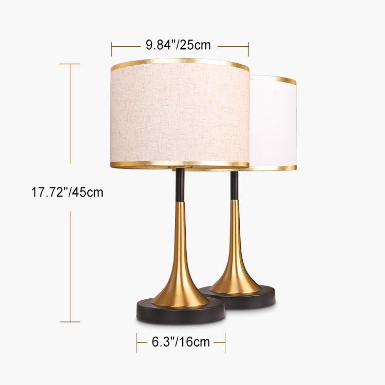 Retro Accent Lamp with Cloth Shade – Iron Body, Standard Base, 18 in Height – Perfect for Nightstand, Study, Den | Thomler
