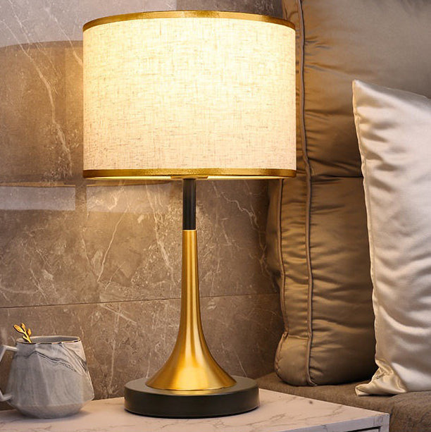 Retro Accent Lamp with Cloth Shade – Iron Body, Standard Base, 18 in Height – Perfect for Nightstand, Study, Den | Thomler
