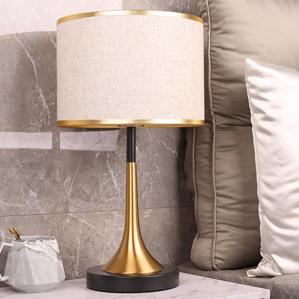 Retro Accent Lamp with Cloth Shade – Iron Body, Standard Base, 18 in Height – Perfect for Nightstand, Study, Den | Thomler