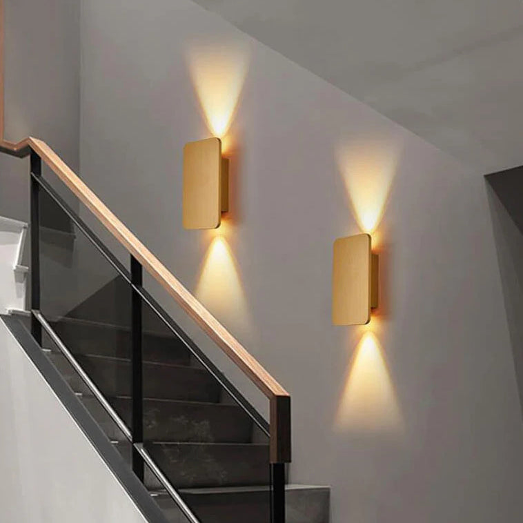 2-Light Aluminum Wall Sconce Modern Flat Rectangular LED Fixture for Bedroom, Hallway & Living Room | Hardwired Mount Lighting | Thomler