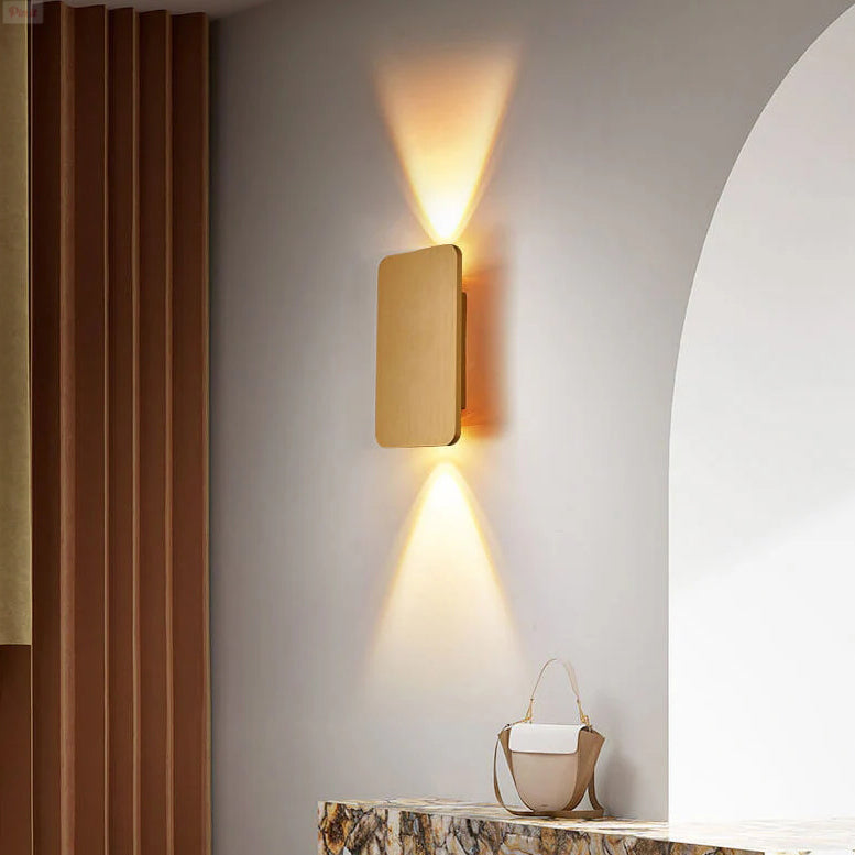 2-Light Aluminum Wall Sconce Modern Flat Rectangular LED Fixture for Bedroom, Hallway & Living Room | Hardwired Mount Lighting | Thomler