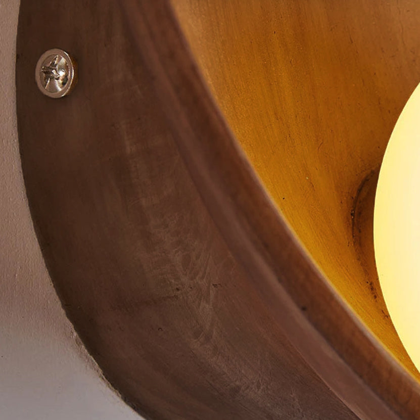 Wall Lamp Resin Glass 23.0 cm White Bedroom Living Room Ambient Lighting Round Decorative Indoor Sconce G4 | Thomler