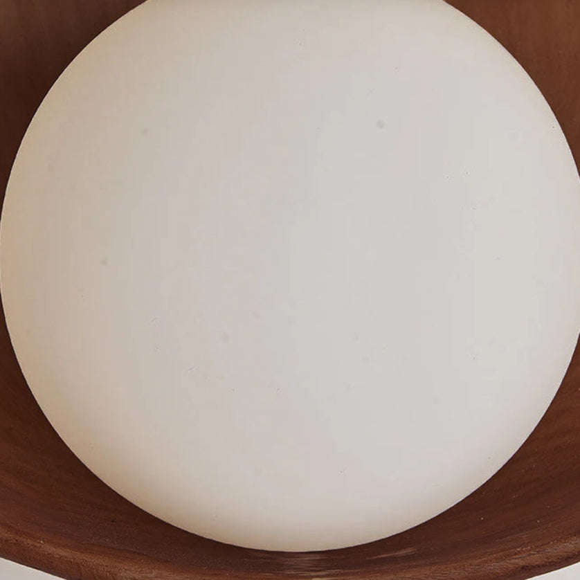 Circular Glass Shade Wall Light Fixture Hardwired Single Bulb White Wood Tone for Bedroom Living Room Hallway Staircase Entryway Ambient | Thomler