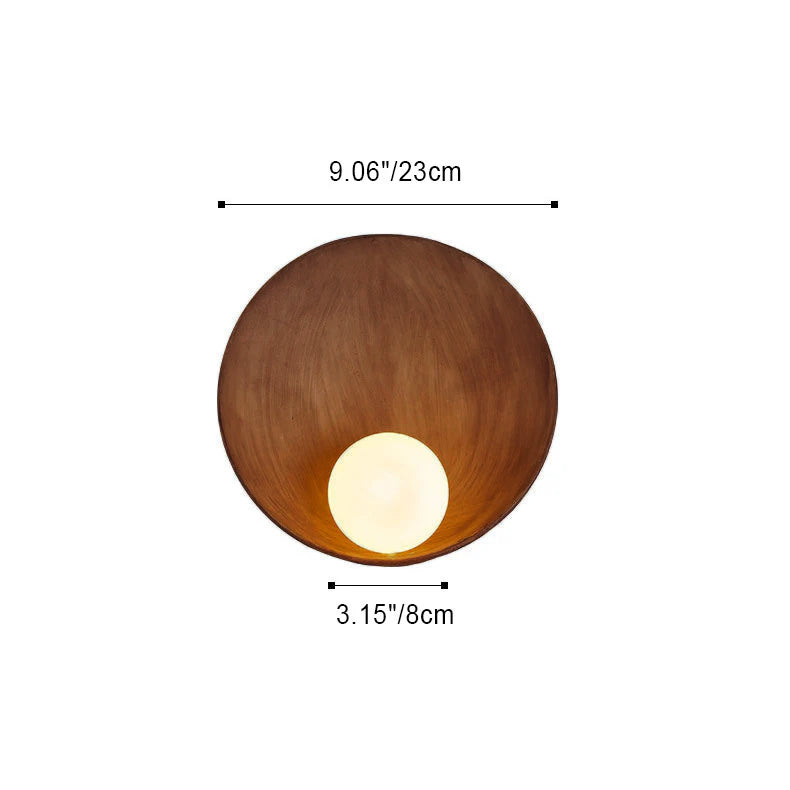 Circular Glass Shade Wall Light Fixture Hardwired Single Bulb White Wood Tone for Bedroom Living Room Hallway Staircase Entryway Ambient | Thomler