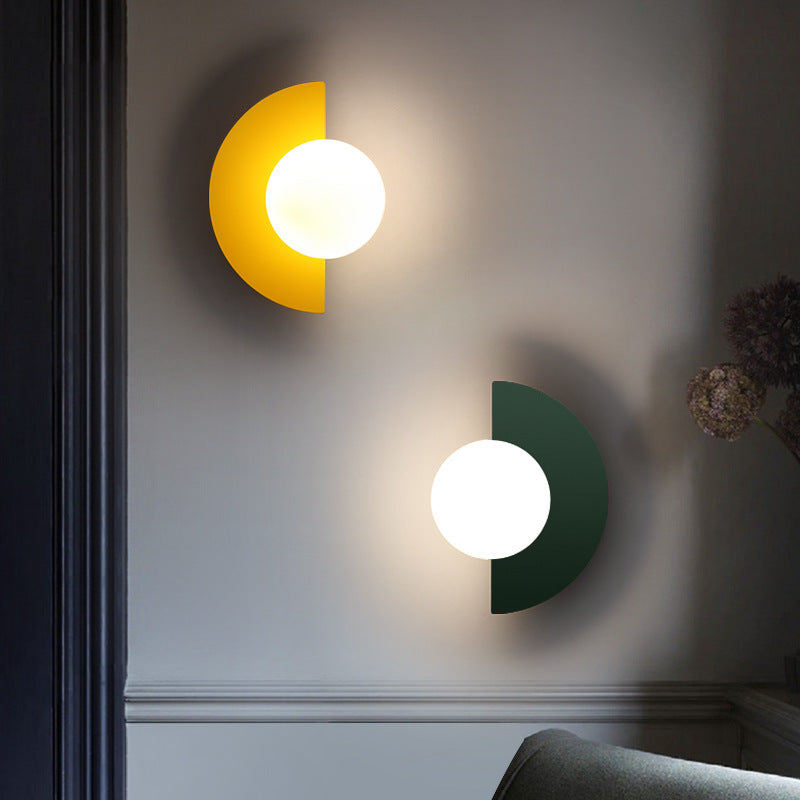 Half-Moon Glass Wall Sconce with Colorful PVC Globe for Living Room & Bedroom | Modern Indoor Accent Lighting Fixture | Thomler