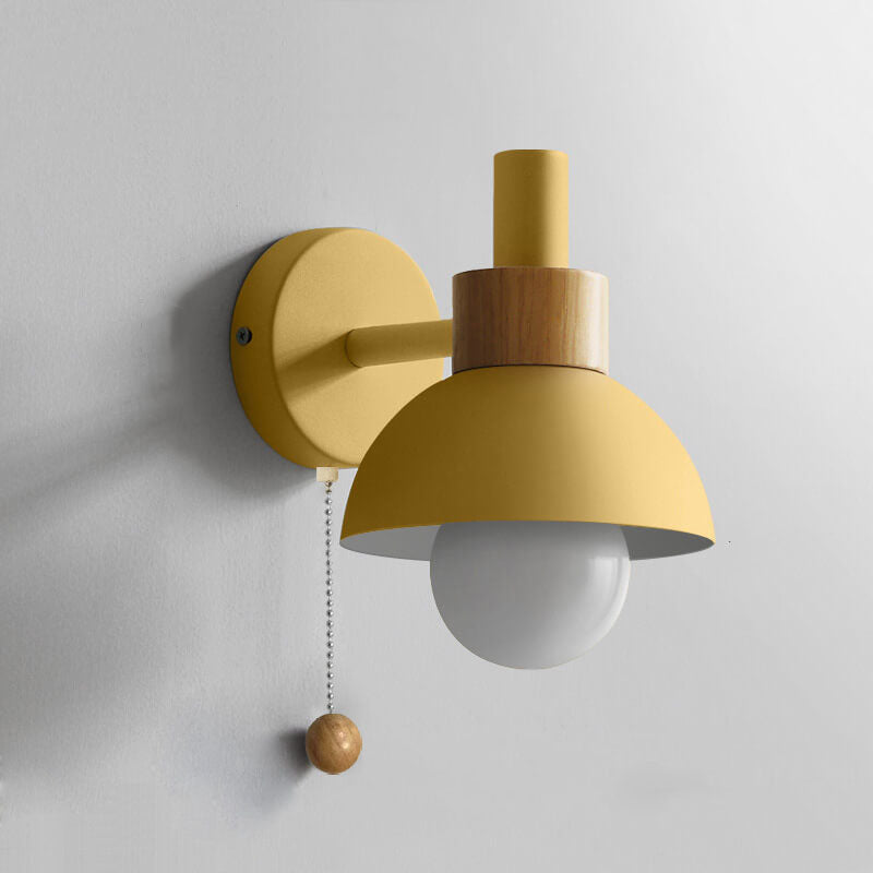 Globe Wall Light with Pull Chain Switch for Bedroom & Living Room – Dome Shade Sconce, Vintage-Inspired Design | Thomler