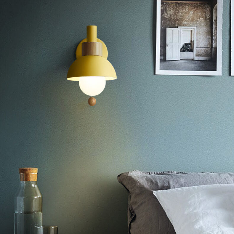 Globe Wall Light with Pull Chain Switch for Bedroom & Living Room – Dome Shade Sconce, Vintage-Inspired Design | Thomler