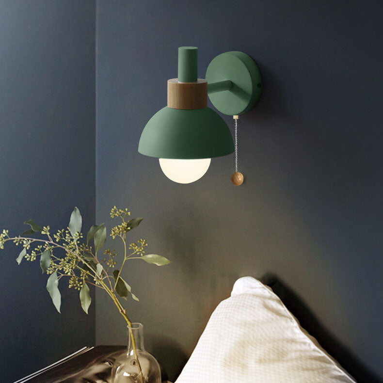 Globe Wall Light with Pull Chain Switch for Bedroom & Living Room – Dome Shade Sconce, Vintage-Inspired Design | Thomler