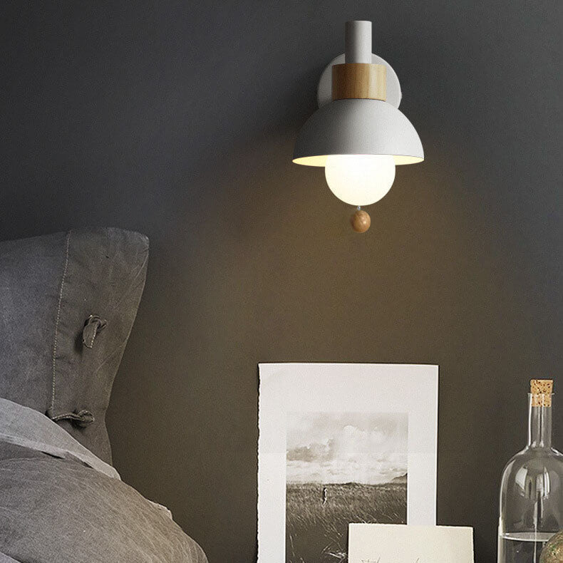 Globe Wall Light with Pull Chain Switch for Bedroom & Living Room – Dome Shade Sconce, Vintage-Inspired Design | Thomler