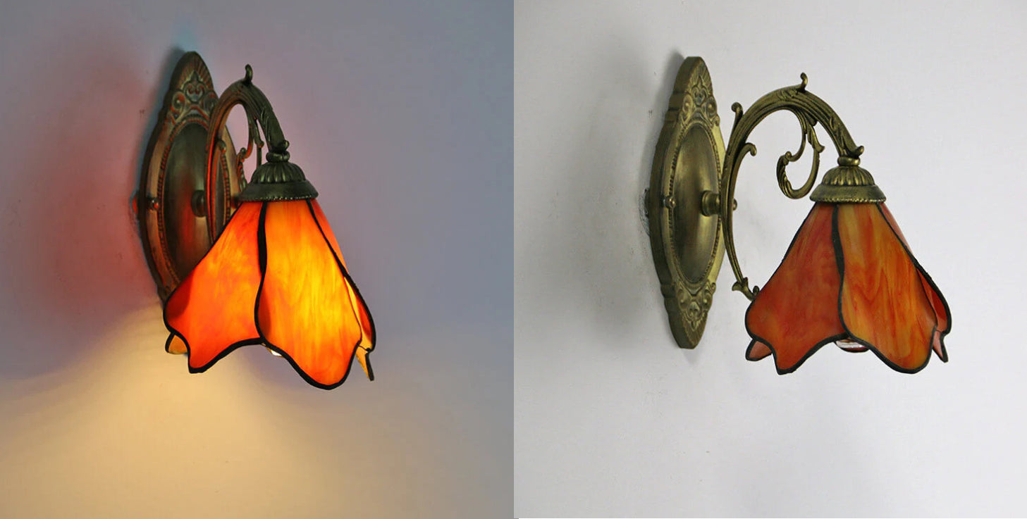 Wall Lamp Iron Resin 9.8 in x 7.9 in Glass Shade Blue Red Pink Clear Bronze Bedside Living Room Bedroom Study LED Incandescent Fluorescent Fixture | Thomler