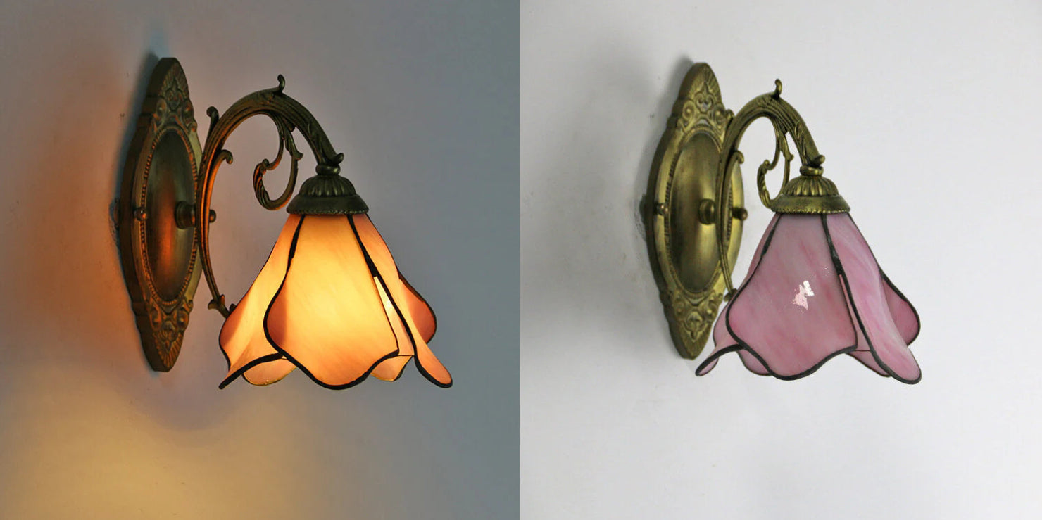 Wall Lamp Iron Resin 9.8 in x 7.9 in Glass Shade Blue Red Pink Clear Bronze Bedside Living Room Bedroom Study LED Incandescent Fluorescent Fixture | Thomler