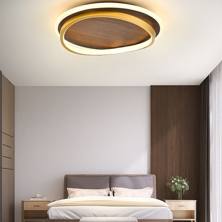 Flush Mount Light Iron Acrylic Aluminum 18.5 in Modern Outdoor Patio Gold Finish Hardwired LED Fixture | Thomler