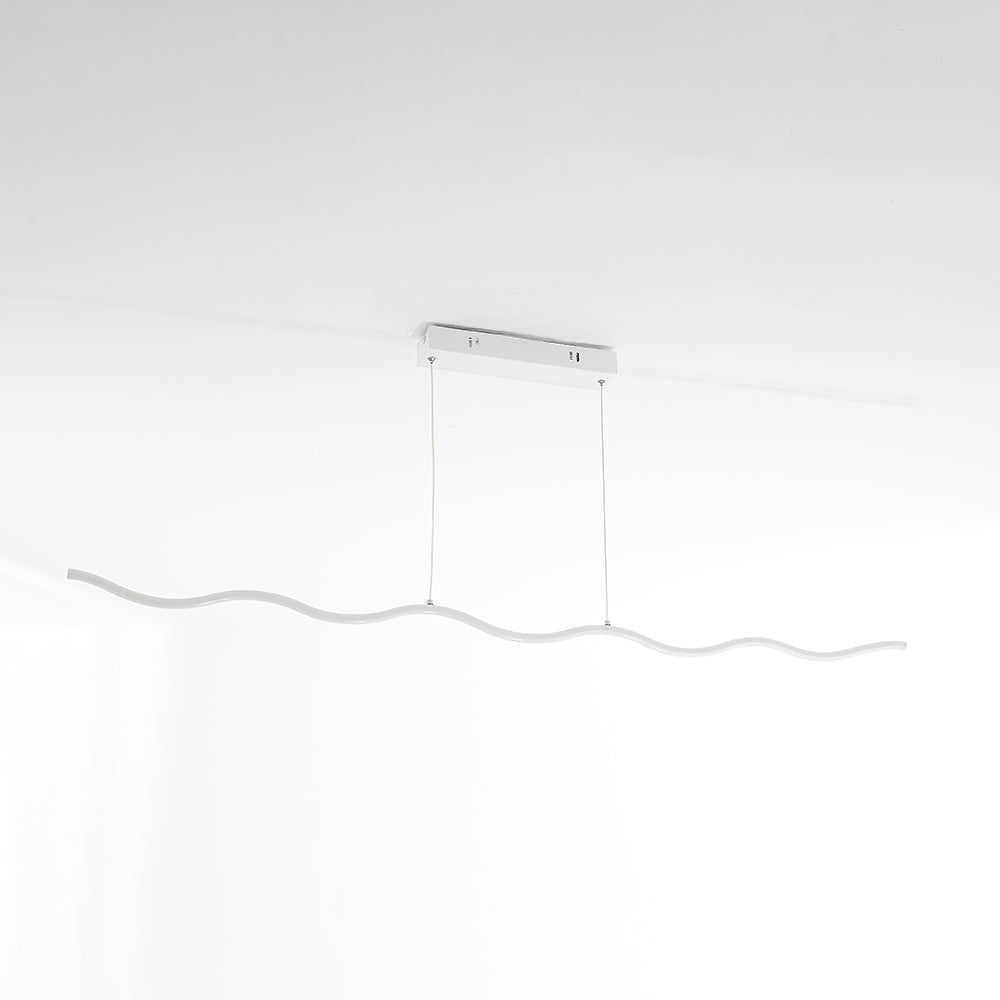 Contemporary Wave LED Linear Suspension Light – Metal Fixture for Living Room, Bedroom & Kitchen | Thomler