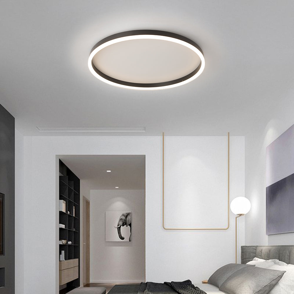 Modern Round LED Ceiling Light Metal Ring Fixture for Bedroom & Living Room | Thomler