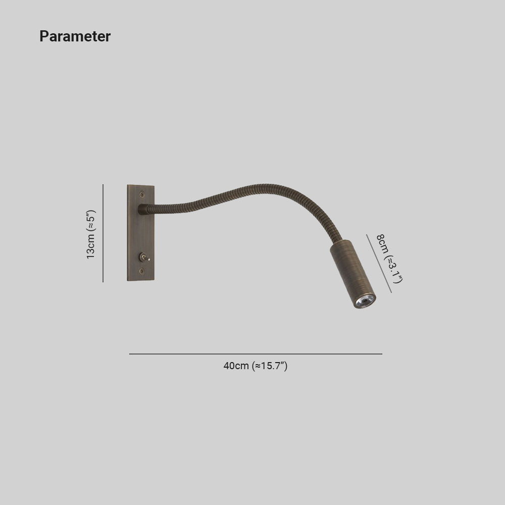 Adjustable Reading Wall Light – Flexible Arm LED Sconce for Bedside Nightstand & Study – Metal Finish | Thomler