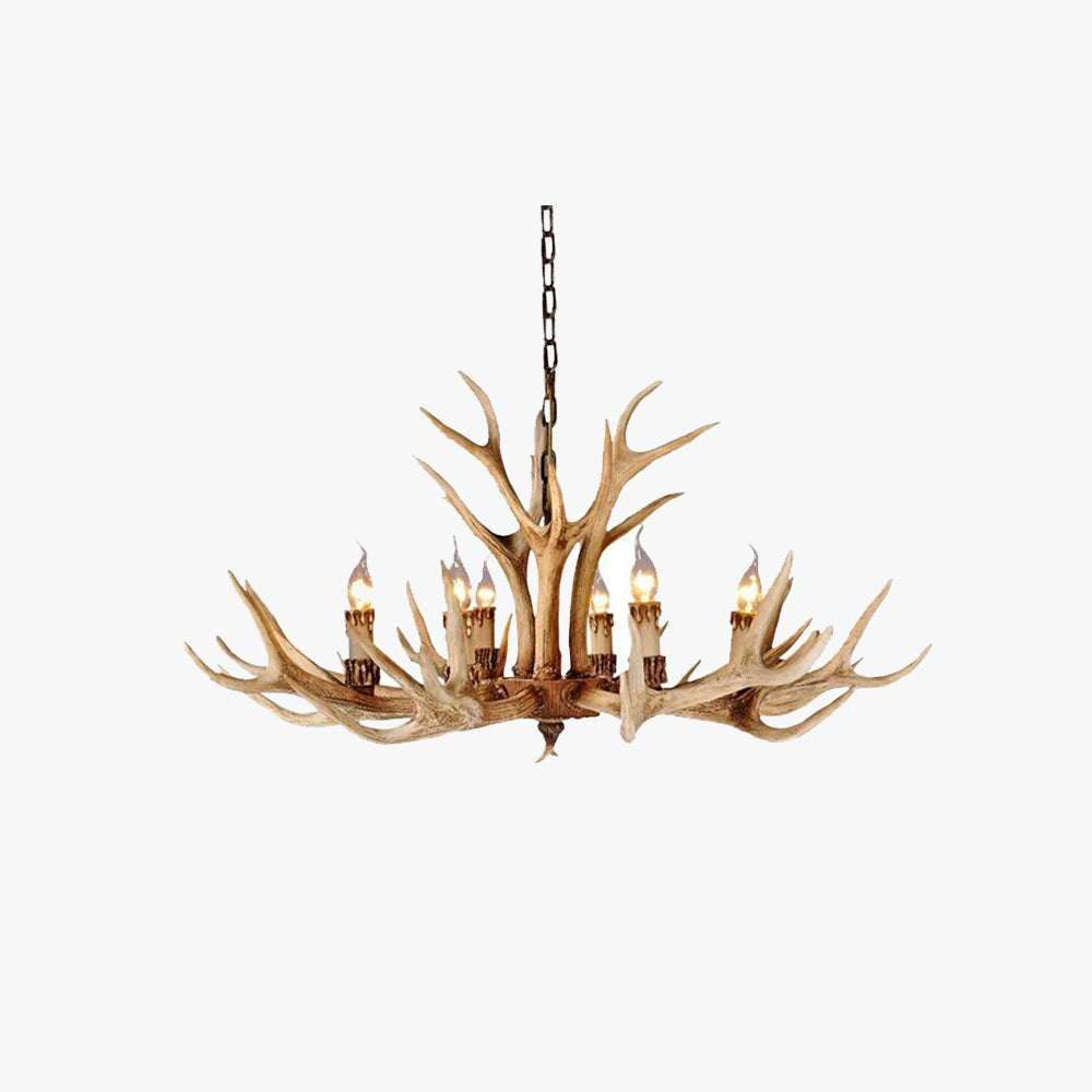 Antler-Inspired Rustic Hanging Light Fixture for Dining Room & Bedroom | Resin & Metal Design | E12 Candelabra Base | Thomler