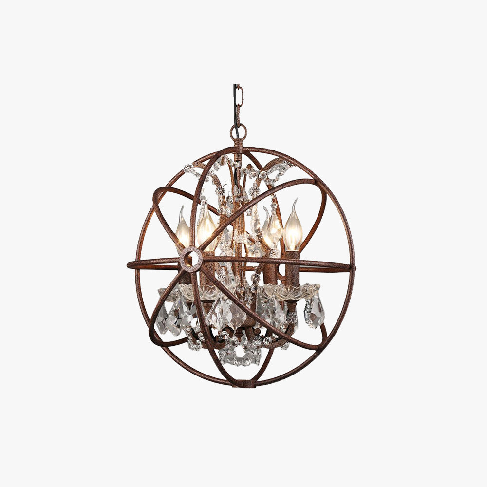 Industrial Farmhouse Hanging Fixture with Crystal Accents & Aged Metal Finish for Dining Room & Living Space | Thomler