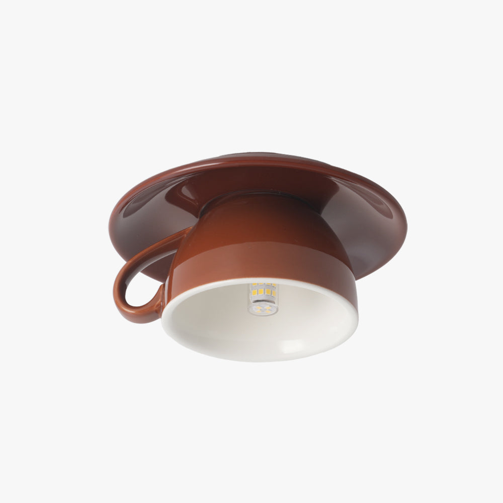 Ceramic Coffee Cup Ceiling Light Fixture – Flush Mount in Yellow, Blue, Pink & More Colors for Bedroom, Dining Room, Living Room | Thomler