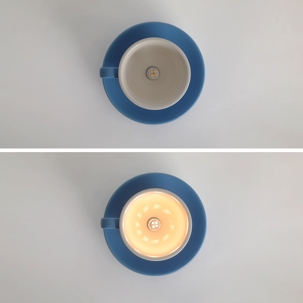 Ceramic Coffee Cup Ceiling Light Fixture – Flush Mount in Yellow, Blue, Pink & More Colors for Bedroom, Dining Room, Living Room | Thomler
