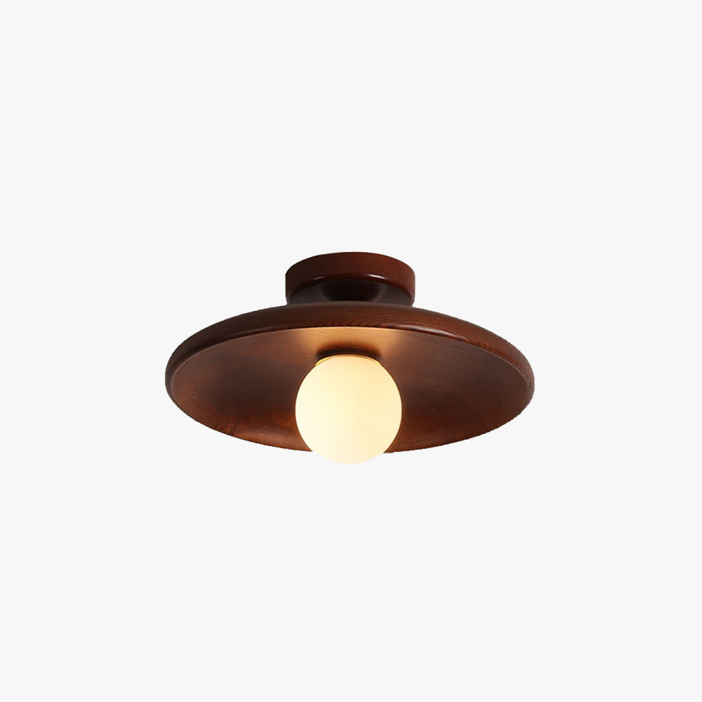 Contemporary Wood & Glass Globe Ceiling Light – Hardwired Flush Mount for Kitchen & Bedroom – G9 LED Base | Thomler