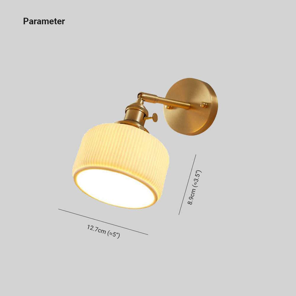 Ceramic Wall Sconce with Geometric Metal Mount – White Hardwired Fixture for Bedroom, Hallway & Bath | Thomler