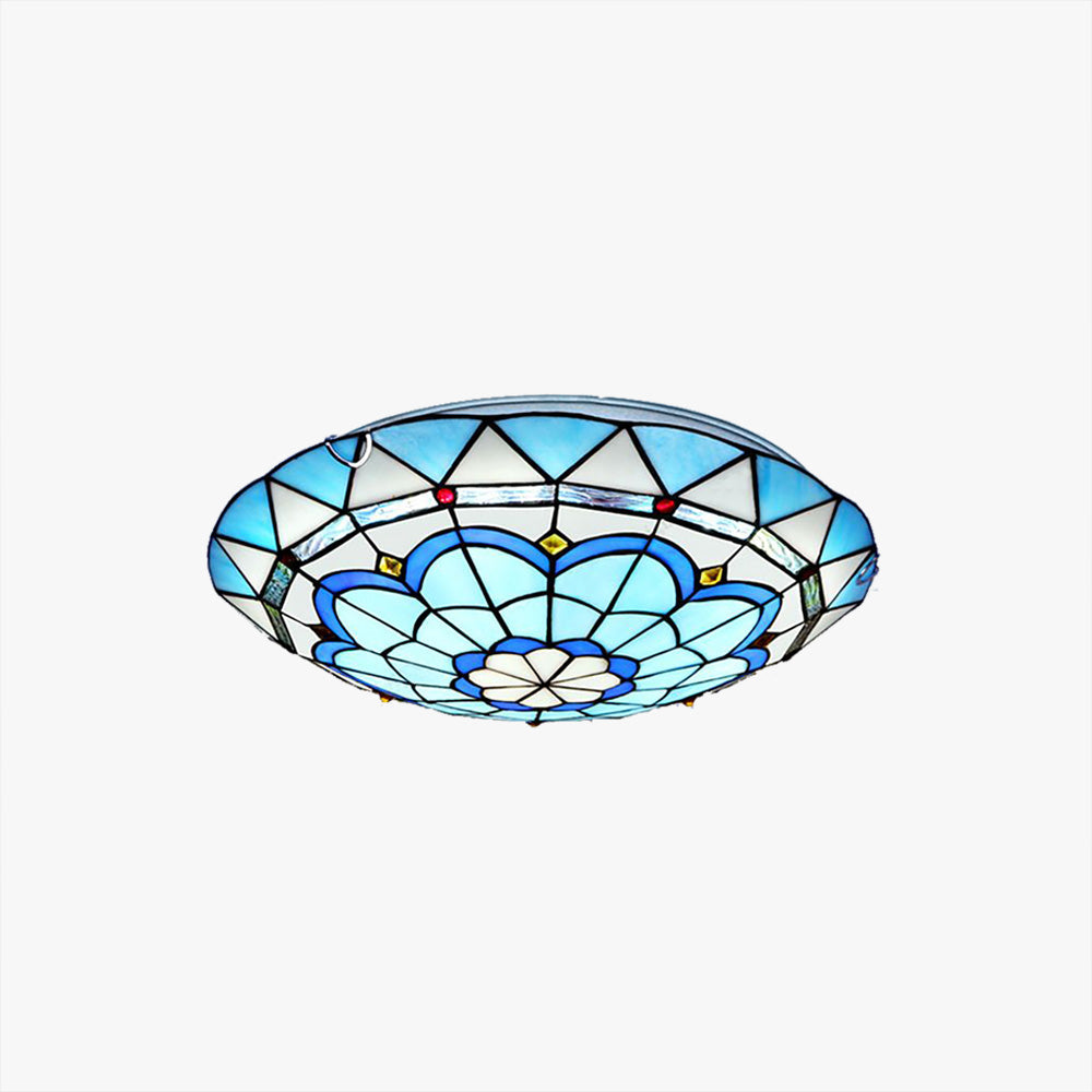 Colorful Glass Semicircle Flush Mount Ceiling Light for Living Room & Bedroom | Modern Artistic Overhead Lighting Fixture | Thomler