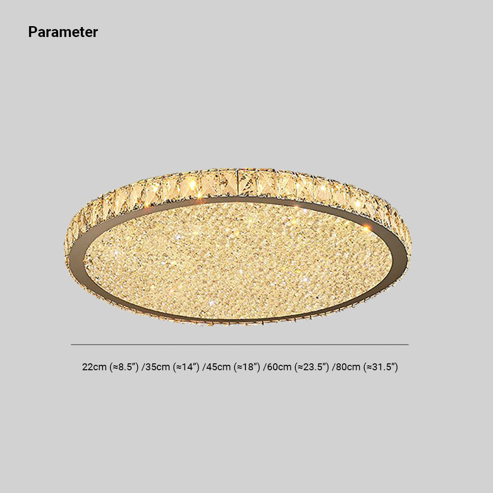Crystal Flush Mount Overhead Fixture – Elegant Metal & Glass Design for Bedroom, Dining, Living Room | Thomler
