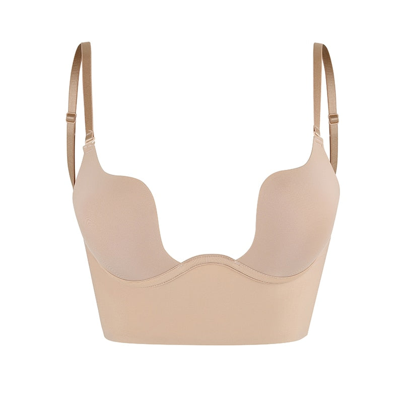 Invisible Strap Push-Up Bra for Low-Back Outfits – Padded Cups & See-Through Closure | Thomler