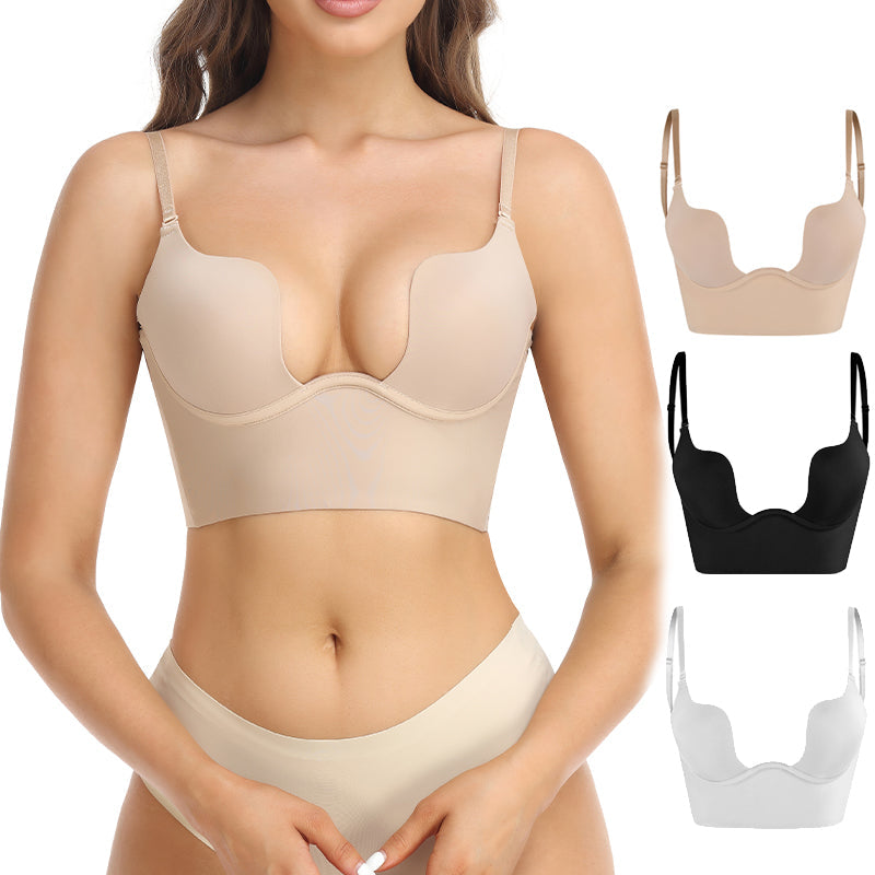 Invisible Strap Push-Up Bra for Low-Back Outfits – Padded Cups & See-Through Closure | Thomler