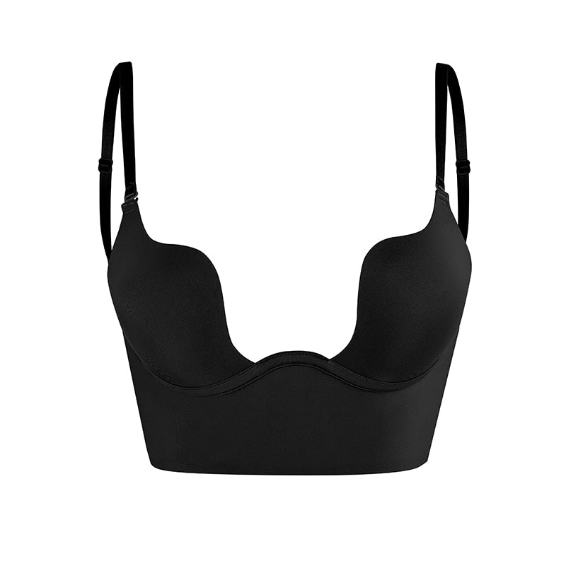 Invisible Strap Push-Up Bra for Low-Back Outfits – Padded Cups & See-Through Closure | Thomler