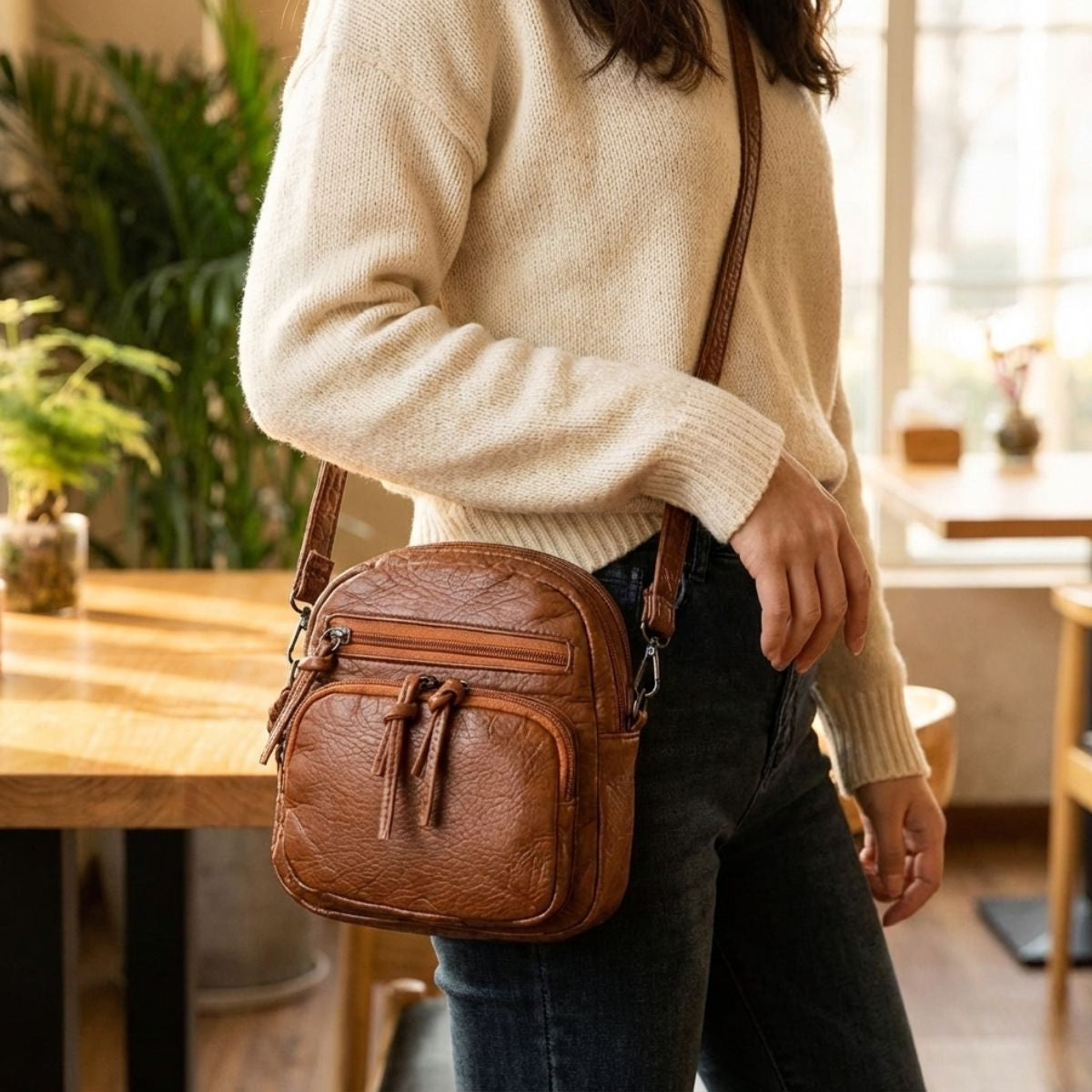 Compact Crossbody Handbag for Women – Genuine Leather Small Purse with Adjustable Strap for Everyday Use, Travel & Evening – Lightweight | Thomler