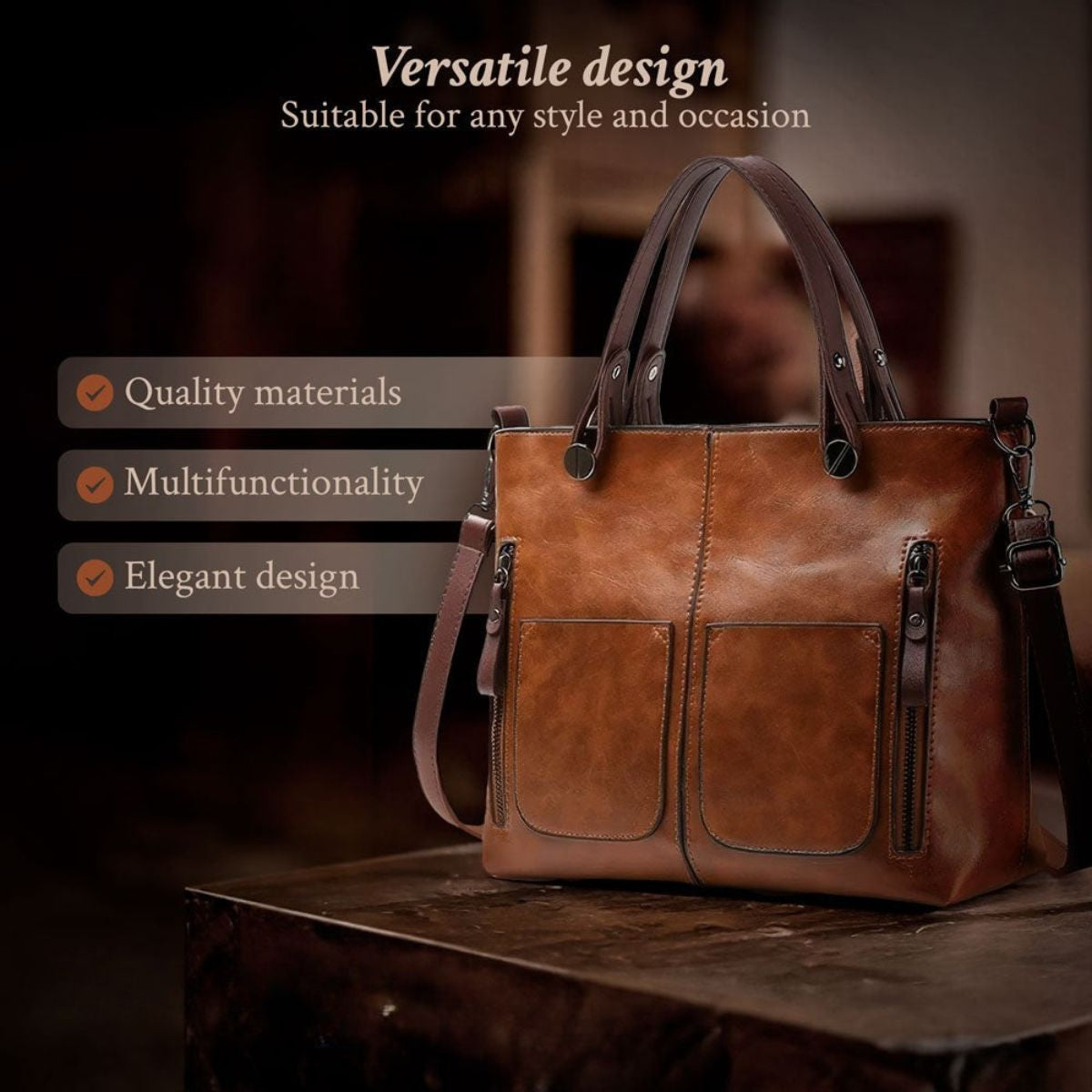 Genuine Leather Shoulder Bag with Adjustable Strap - Flap Closure Handbag for Women, Everyday Crossbody Purse | Thomler