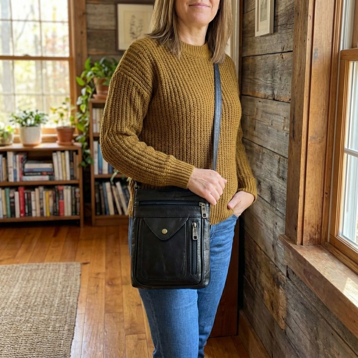 Retro Crossbody Purse – Compact Vegan Leather Shoulder Bag with Adjustable Strap for Women – Everyday Organizer Handbag | Thomler