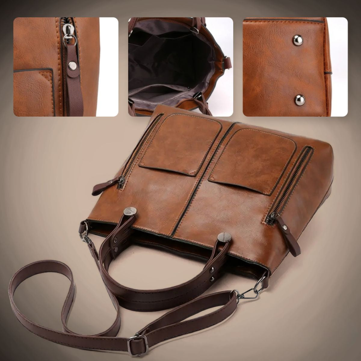 Genuine Leather Shoulder Bag with Adjustable Strap - Flap Closure Handbag for Women, Everyday Crossbody Purse | Thomler