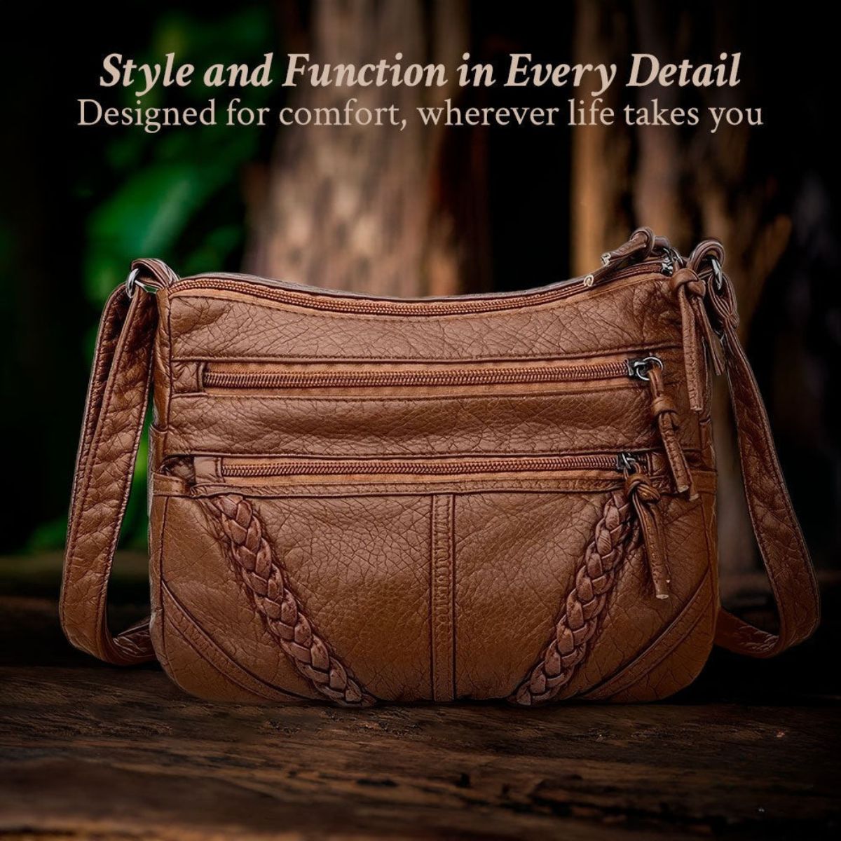 Vegan Leather Crossbody Bag for Women – Adjustable Strap Shoulder Purse with Magnetic Closure – Everyday Carryall Handbag | Thomler