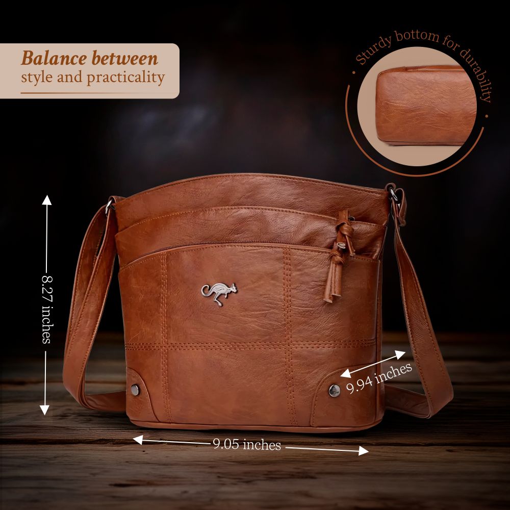 Handcrafted Full-Grain Leather Tote Bag for Women | Vintage Crossbody Shoulder Purse with Premium Patina Finish | Everyday Carryall | Thomler