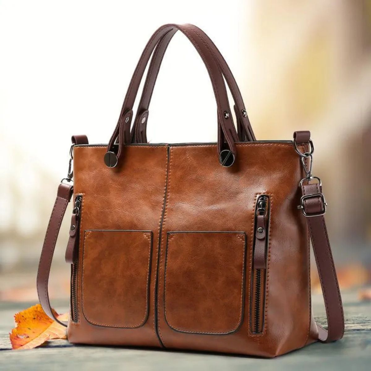 Genuine Leather Shoulder Bag with Adjustable Strap - Flap Closure Handbag for Women, Everyday Crossbody Purse | Thomler