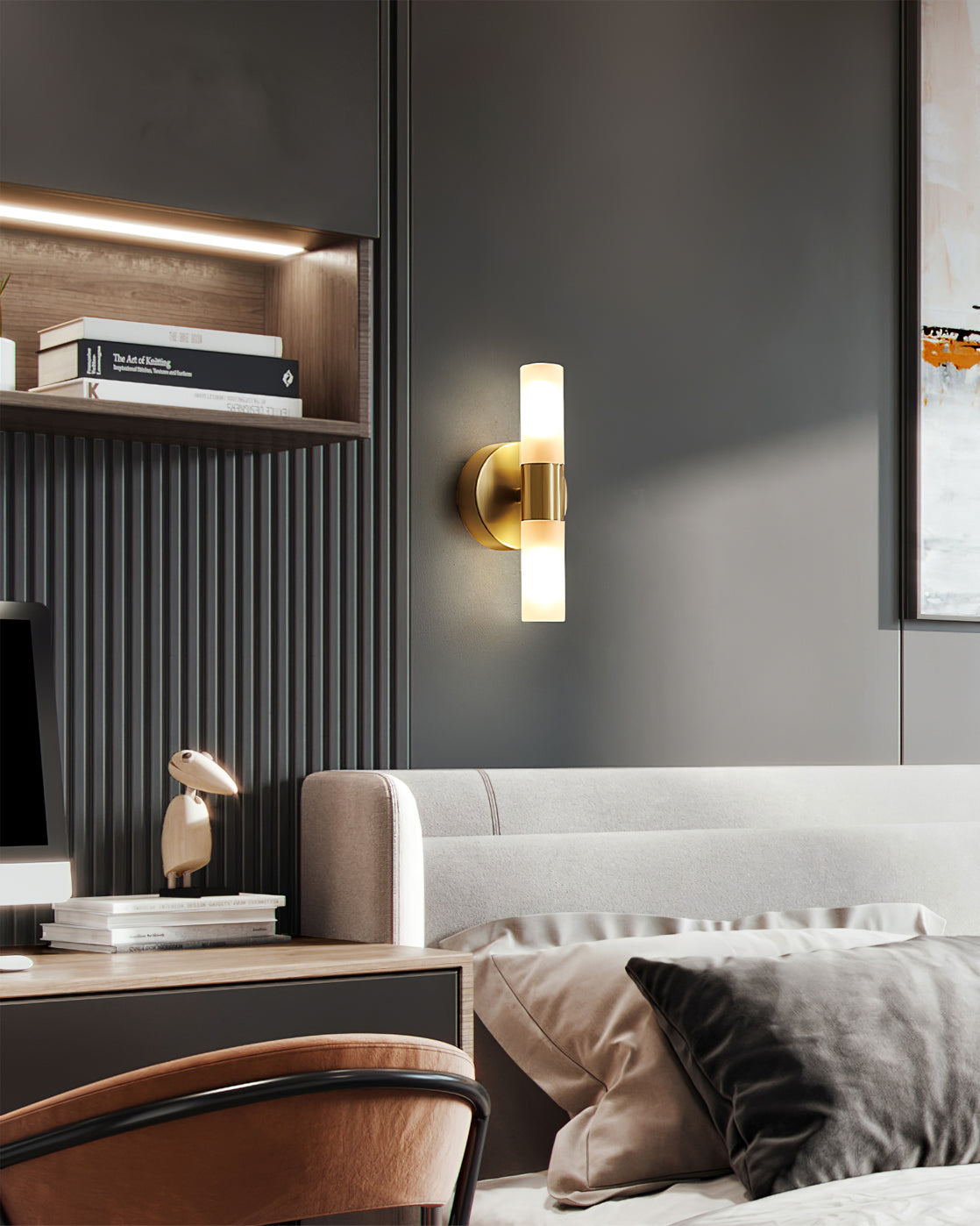 Modern Wall Sconce with Energy-Efficient LED Lighting for Bedroom, Hallway & Living Room | Classic Metal & Glass Indoor Fixture | Thomler