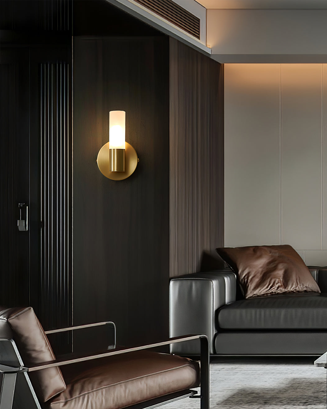 Modern Wall Sconce with Energy-Efficient LED Lighting for Bedroom, Hallway & Living Room | Classic Metal & Glass Indoor Fixture | Thomler