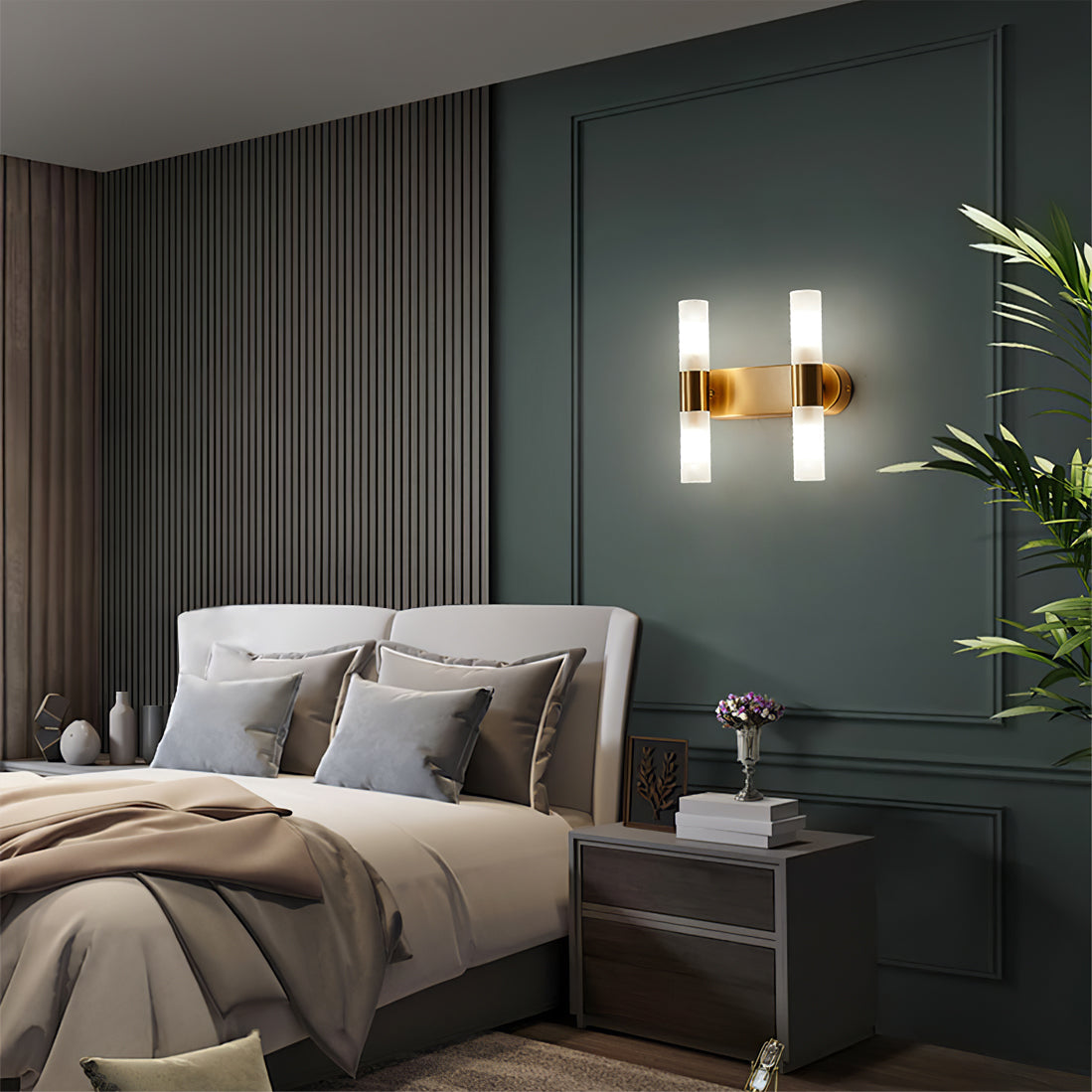 Modern Wall Sconce with Energy-Efficient LED Lighting for Bedroom, Hallway & Living Room | Classic Metal & Glass Indoor Fixture | Thomler