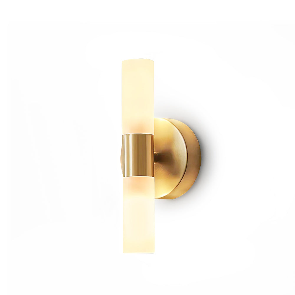 Wall Lamp Brass Glass Cylinder 3.1 in LED Indoor Bathroom Hallway Sconce Modern Etched Shade G9 Fixture | Thomler