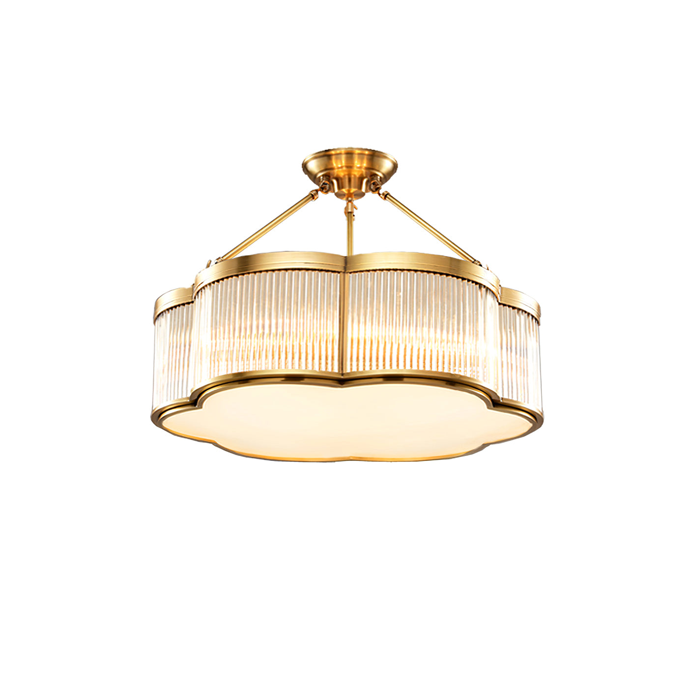 Ceiling Light Brass Glass 19.7 in Flush Mount Living Room Bedroom Quatrefoil Decorative Indoor Lighting Fixture | Thomler