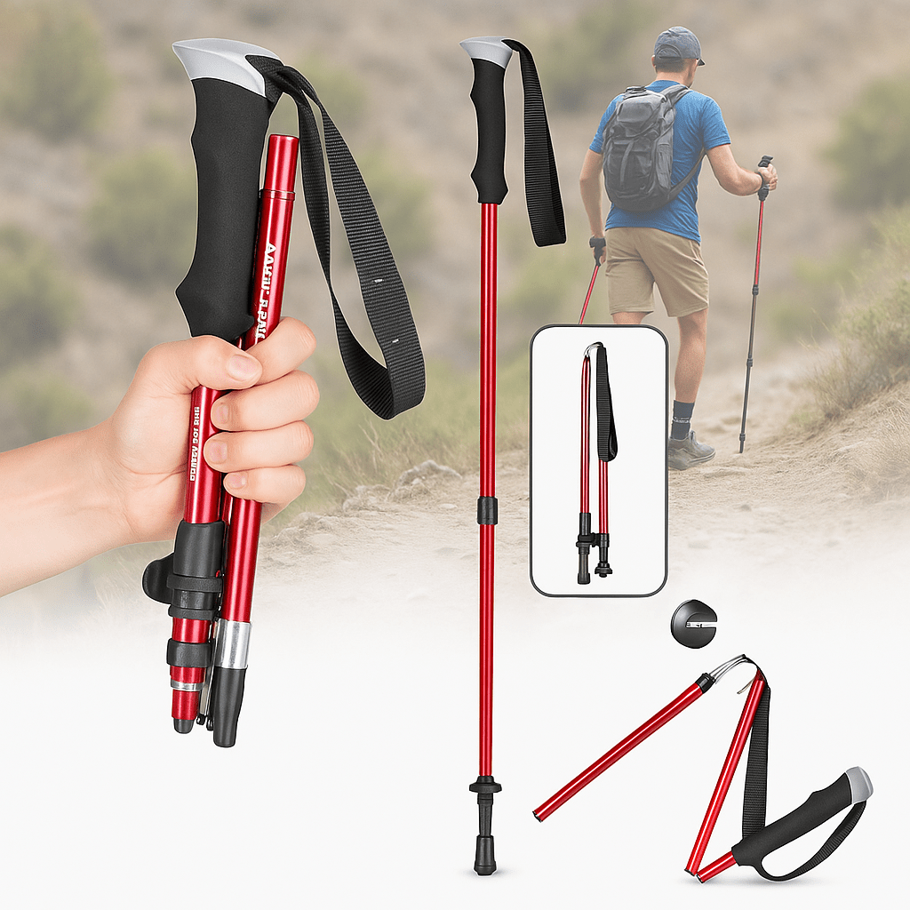 Collapsible Telescoping Hiking Poles with Comfort Grip Handles for Trail Walking & Mountain Climbing | Thomler