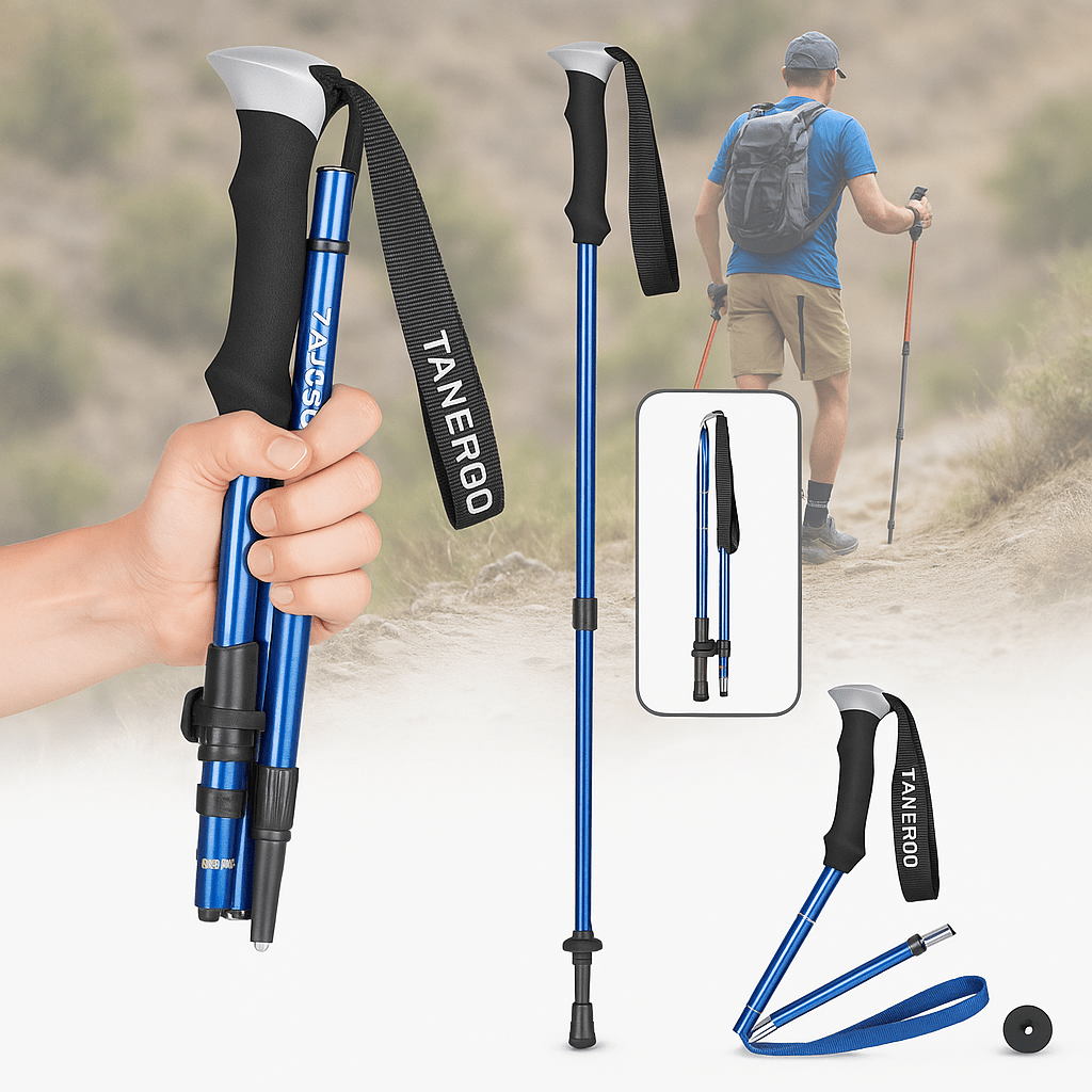 Collapsible Telescoping Hiking Poles with Comfort Grip Handles for Trail Walking & Mountain Climbing | Thomler