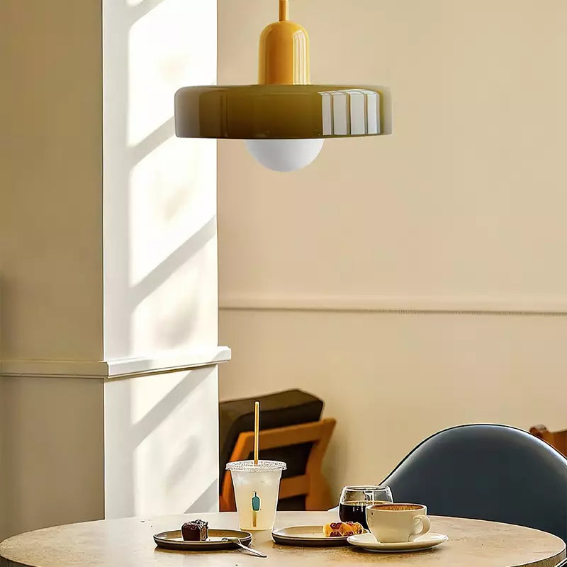 Glass Disc Pendant Light with Adjustable Cord – Modern Ceiling Fixture for Dining Room, Kitchen Island & Living Room | Thomler